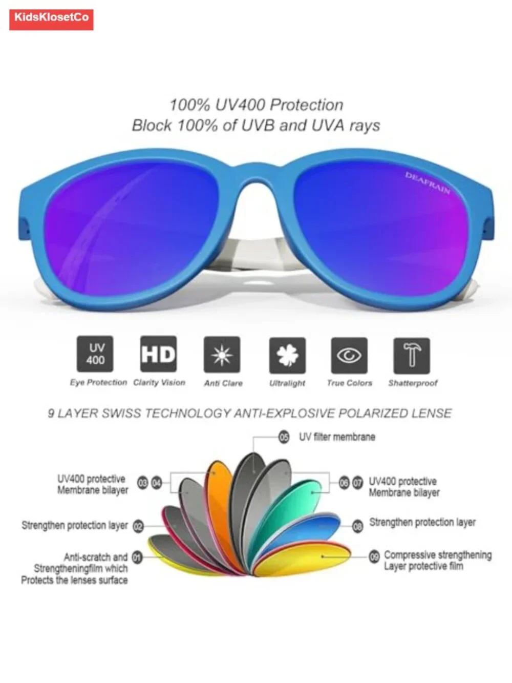 Kids Polarized Sunglasses Flexible TPEE Frame Sport Baseball Cycling Glasses
